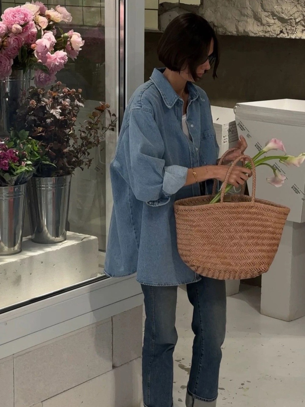 H&M Light Blue Denim Button-Down Shirt